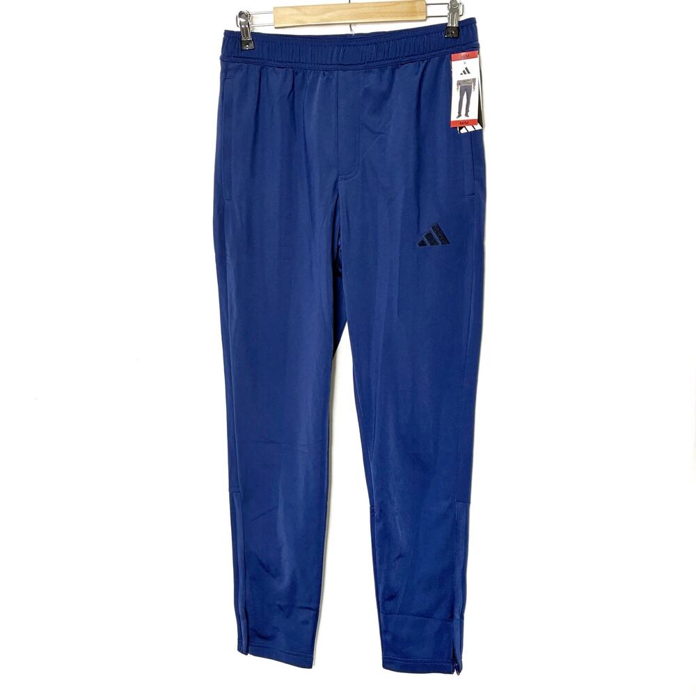 Adidas Dark Blue Tricot Active Pants Zip Ankle 100% Polyester NWT Mens Medium